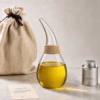Cresagezen Hand-Blown Glass Oil Cruet with Linen-Wrapped Neck