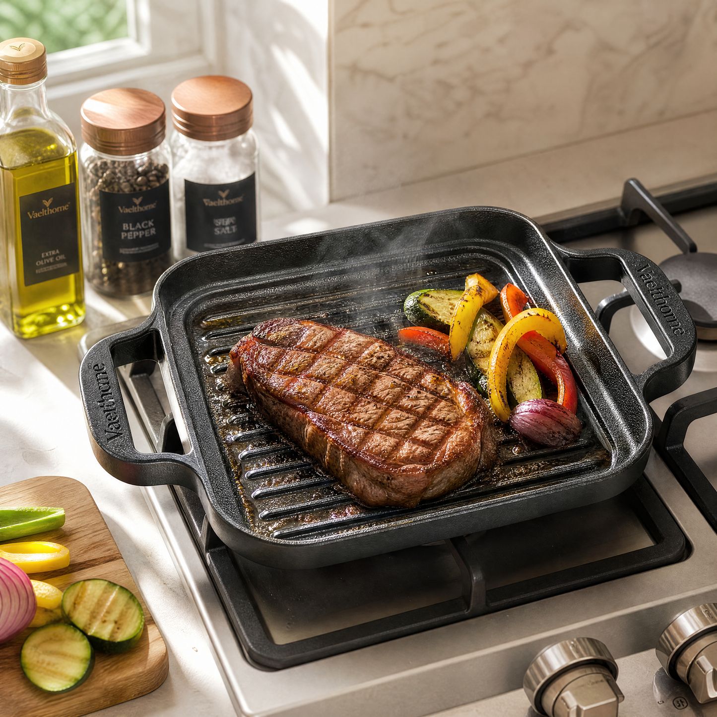 Vaelthorne™ Cast Iron Grill Pan with Dual Handles