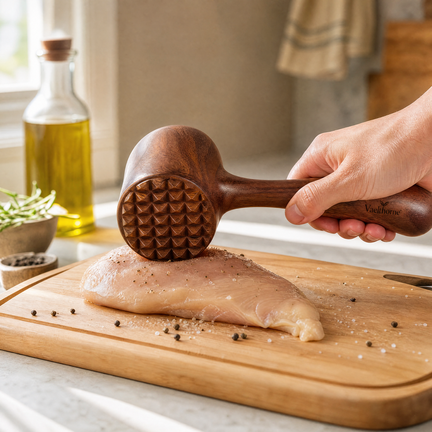 Vaelthorne™ Artisan Wood Meat Tenderizer