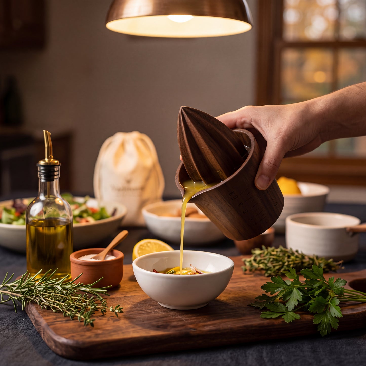 Vaelthorne™ Artisan Wood Citrus Reamer with Measuring Cup Base