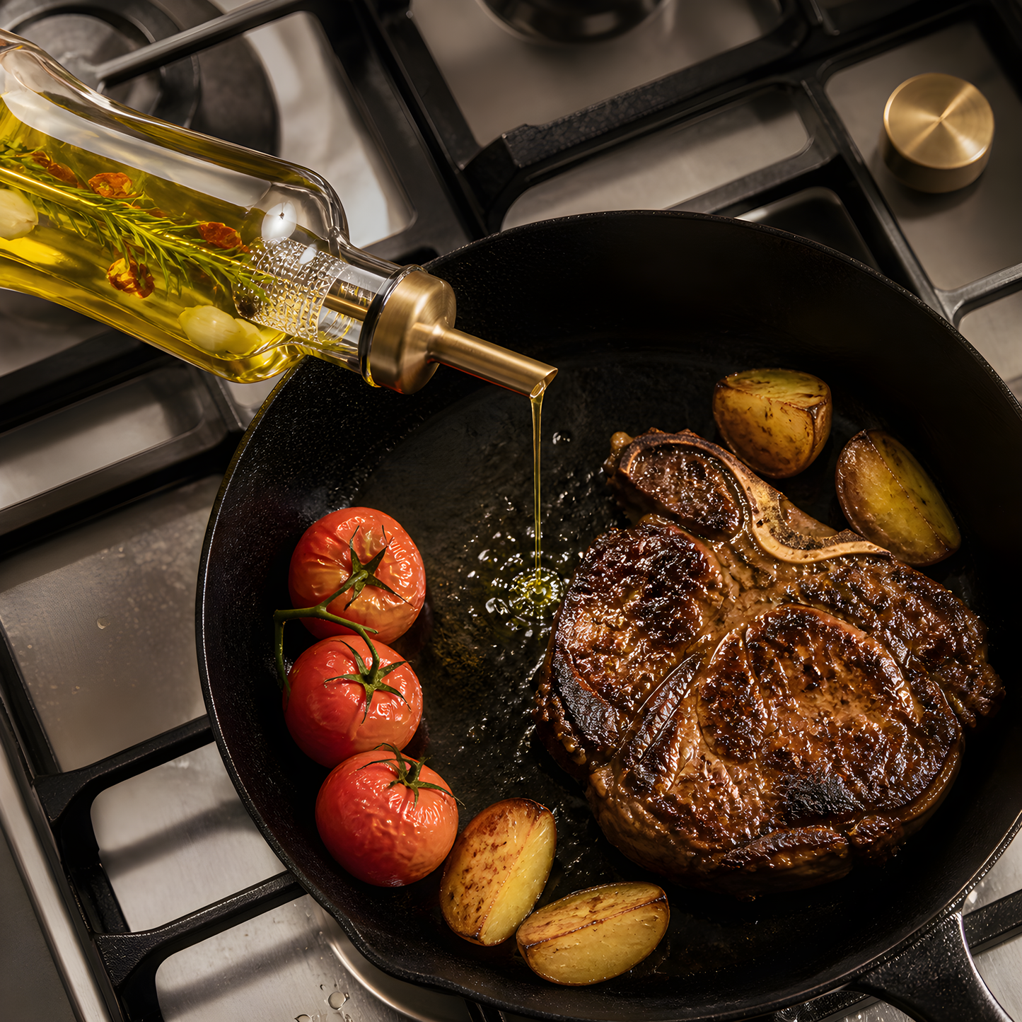 Vaelthorne™ Hand-Blown Crystal "Botanical Infusion" Olive Oil Cruet with Removable Herb Chamber