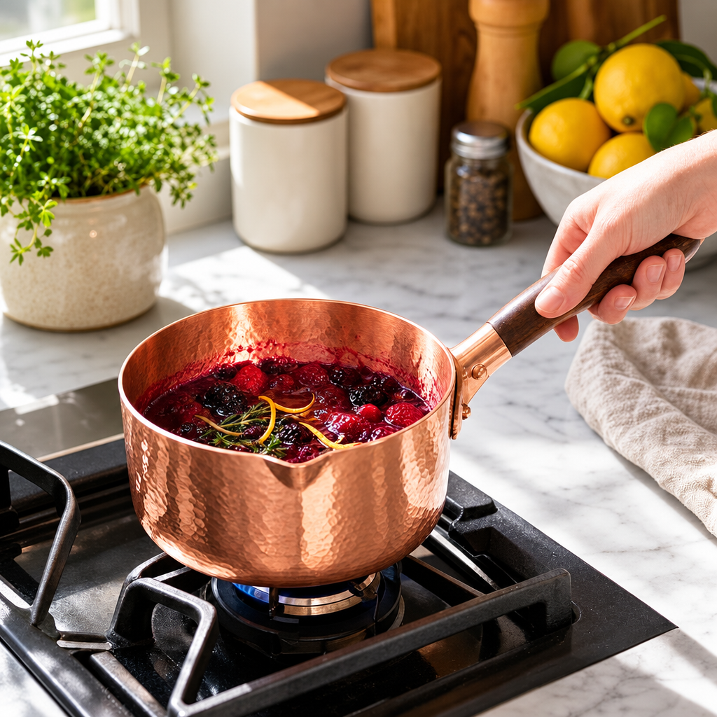 Cresagezen Hand-Forged Copper Saucepan