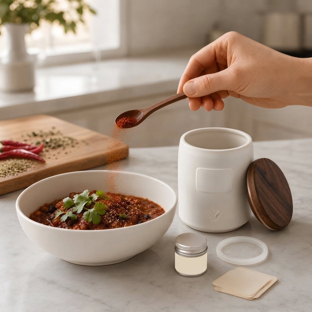 Cresagezen Hand-Thrown Stoneware Spice Jar