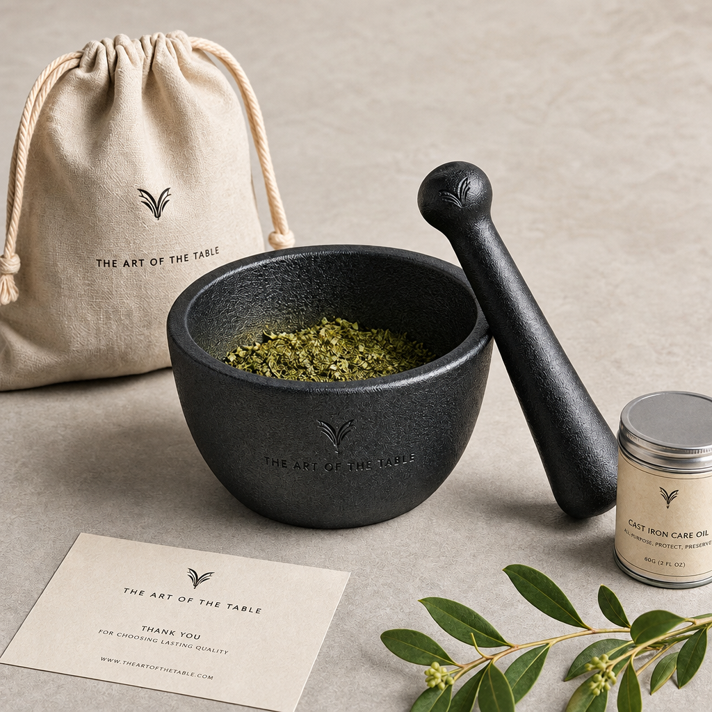 Cresagezen Cast Iron Mortar &amp; Pestle Set
